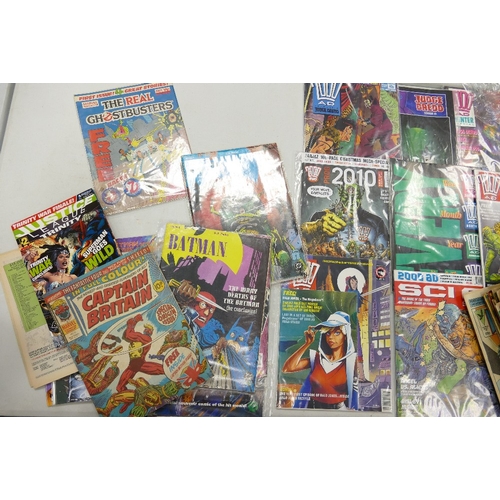 682 - A collectiom of Comics to include: 2010 AD, Eagle, Bongo Independent ComicsGhostbusters, Batman etc