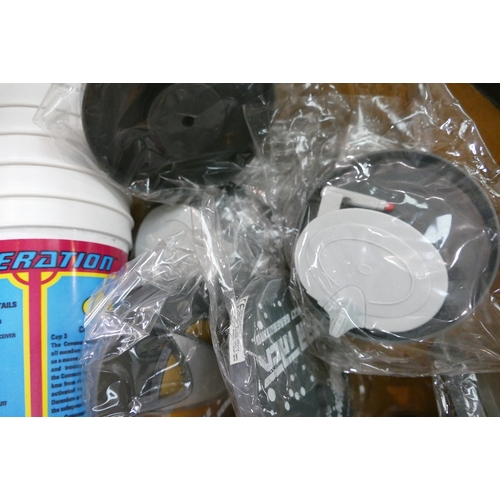 803 - A  collection of  Pizza Hut happy meal kid club toys  to include: Star trek drink cups  and Captain ... 