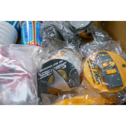 803 - A  collection of  Pizza Hut happy meal kid club toys  to include: Star trek drink cups  and Captain ... 