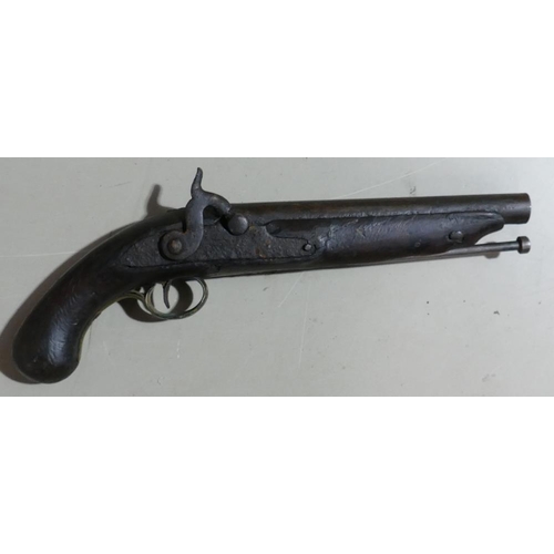 1072 - 18th century Percussion pistol: Possible conversion from flint.