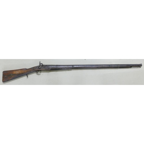 1075 - Colonial Military Percussion Musket: With patch box and chiselled barrel. Circa 1860.