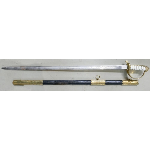 1078 - Current Pattern Elizabeth II Naval Dress sword: Some wear noted to scabbard.