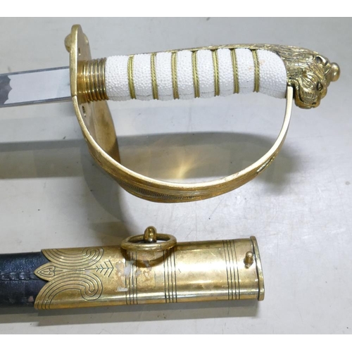 1078 - Current Pattern Elizabeth II Naval Dress sword: Some wear noted to scabbard.