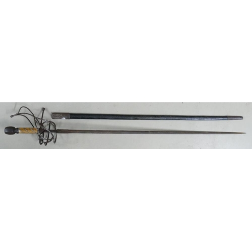 1080 - 17th century style Swept Hilt Rapier: Multibar hilt with bold counter ring, 3 bar knuckle guard and ... 