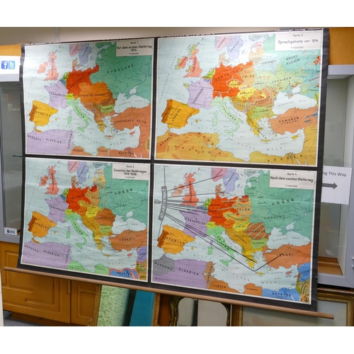 649 - Very Large Wall Hanging Early Continental Roll Map of Europe in 20th Century: