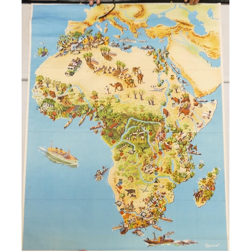 666s - A collection of 6 large wall educational rolling european maps: largest 212cm(6)