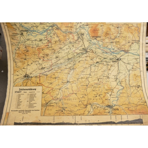 666s - A collection of 6 large wall educational rolling european maps: largest 212cm(6)