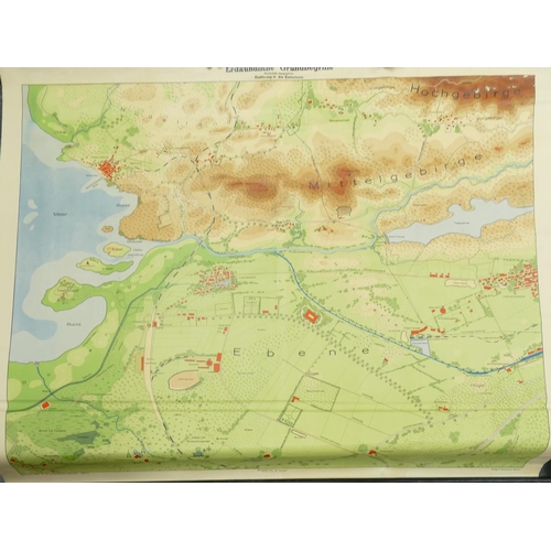 666s - A collection of 6 large wall educational rolling european maps: largest 212cm(6)