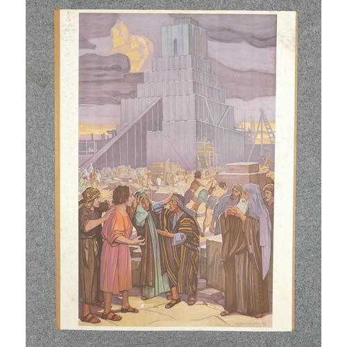 672 - A collection of 8 large Early Continental Chromollithographs Original Prints with Religious theme:ap... 