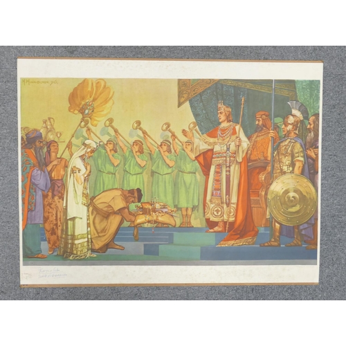 672 - A collection of 8 large Early Continental Chromollithographs Original Prints with Religious theme:ap... 