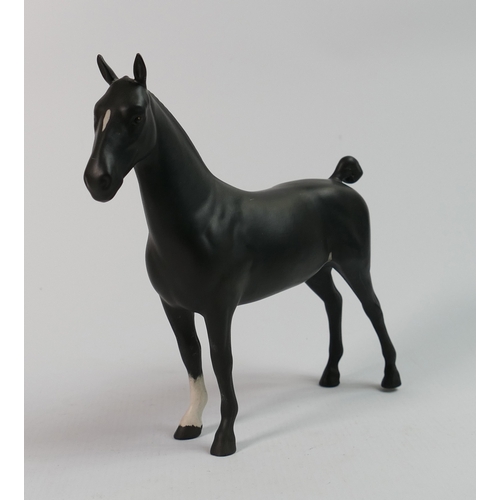 228g - Beswick Matt Black Hackney Horse 261: professionally restored leg