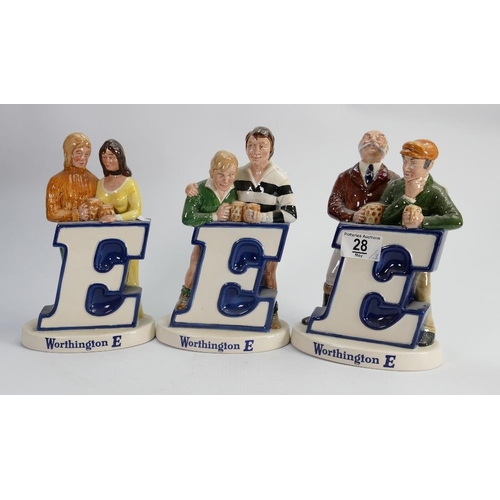28 - Beswick Worthington E advertising figures: comprising Rugby players, Couple and two men. (3)
