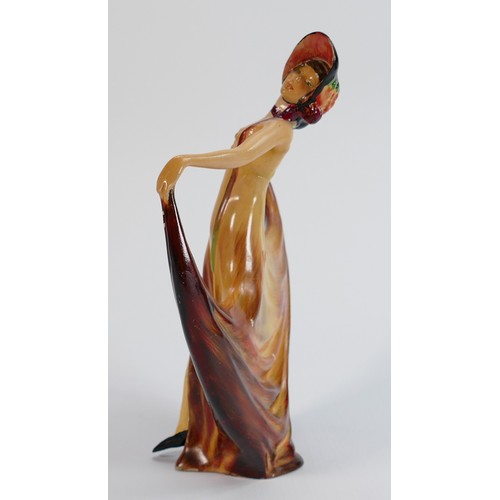 58 - Wade cellulose 1930s figure Pavlova: Orange colourway. (Some paint loss & restoration to neck and le... 