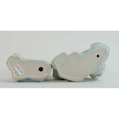 126 - Wade model of a Polar bear with fish on glacier: Height 15cm together with Polar Bear Cub on glacier... 