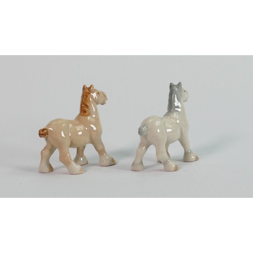 159 - Wade Shire horse Whimsie from set 10: Together with a similar model in a different colourway. (2)
