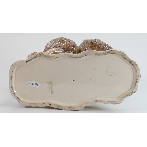 642 - Goldscheider Ostrich figure group: Measuring 27.5cm wide x 27cm high x 15cm deep. C1890 - 1910.