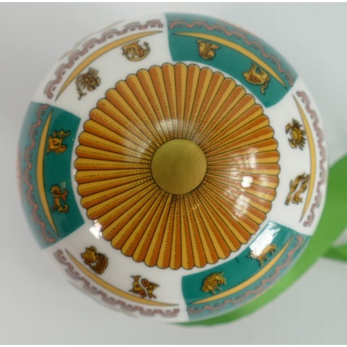 644 - Royal Worcester Hot Air Balloon candle snuffers: Up Up and Away Zodiac and Egypt, both boxed with ce... 