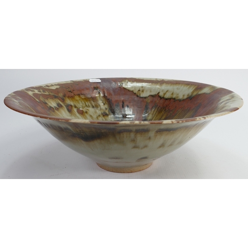 652 - Graeme James studio pottery large bowl: Incised 'James' to base. 36.5cm diameter.
