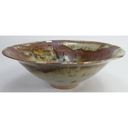 652 - Graeme James studio pottery large bowl: Incised 'James' to base. 36.5cm diameter.