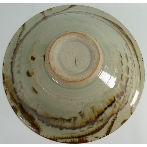 652 - Graeme James studio pottery large bowl: Incised 'James' to base. 36.5cm diameter.
