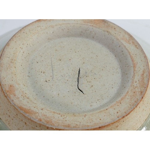 652 - Graeme James studio pottery large bowl: Incised 'James' to base. 36.5cm diameter.