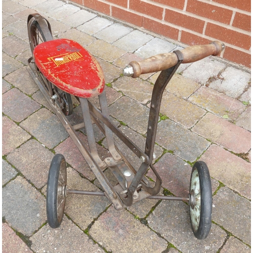 Antique Thunderbolt Childs Pump Irish Scooter Mail Cart Toy: 95cm