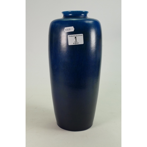 1 - Large Royal Lancastrian blue mottled vase: Standing 33 cm high in good overall condition.  Indistinc... 