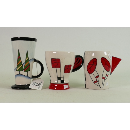 21 - Three Lorna Bailey mugs one limited edition of 35: All signed, the tallest signed Lorna and Lional B... 