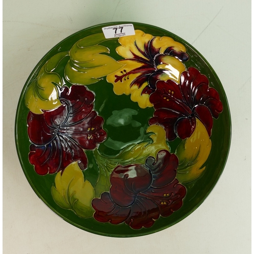 77 - Moorcroft Hibicus bowl: Diameter 26.5cm