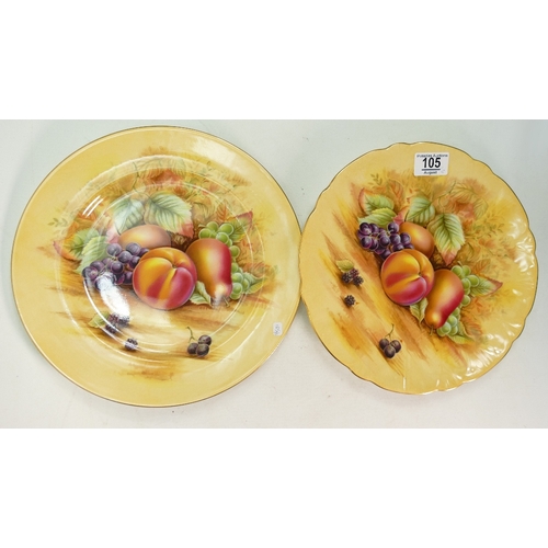 105 - Two Aynsley Orchard Gold Patterned Cabinet Plates: diameter 26.5cm(2)