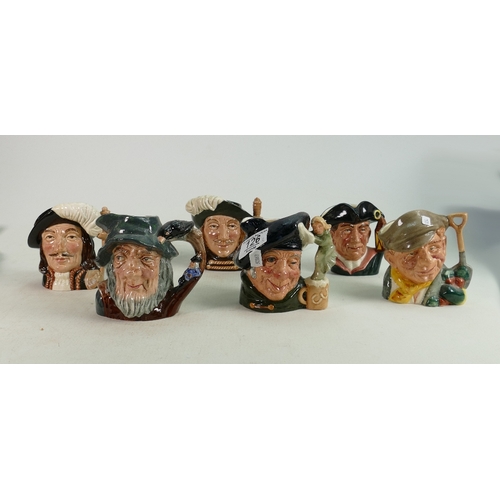 126 - Royal Doulton Small Character Jugs: The Gardener D6634, Night Watchman D6578, Rip Van Winkle D6463, ... 