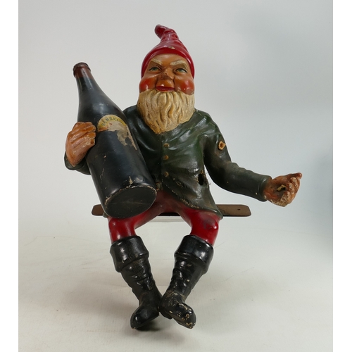 131 - Early 20th Century Large Benskins Brewery Watford Advertising Ruberoid Gnome Figure: repair section ... 