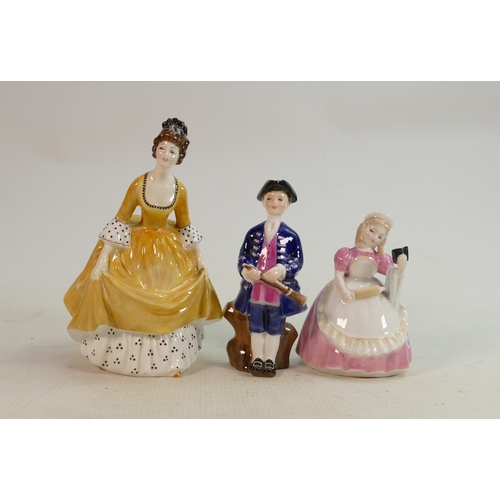 267 - Royal Doulton Figures: Cookie HN2218, Coralie HN2307 & Boy from Williamsburg(3)