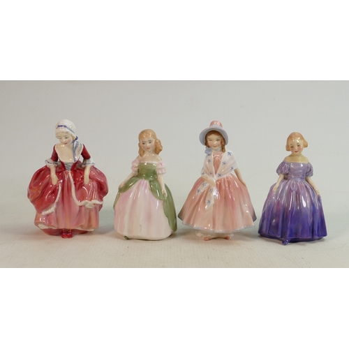 277 - Royal Doulton small lady figures: Lily HN1798, Goody Two Shoes HN2037, Penny Hn2338 & Marie HN1370(4... 