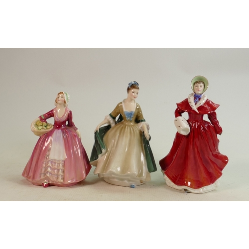 285 - Royal Doulton seconds lady figures: Janet, Elegance & The Skater(damaged)(3)