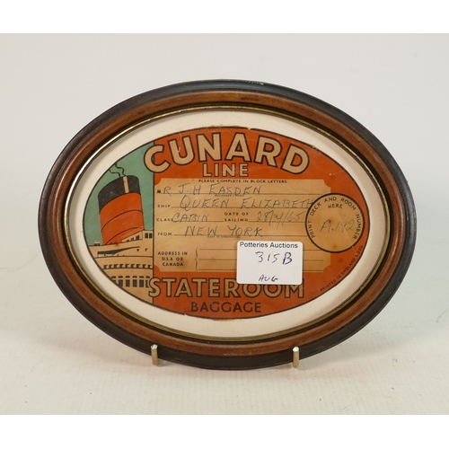 315B - Cunard Queen Elizabeth 1965 original luggage lable: