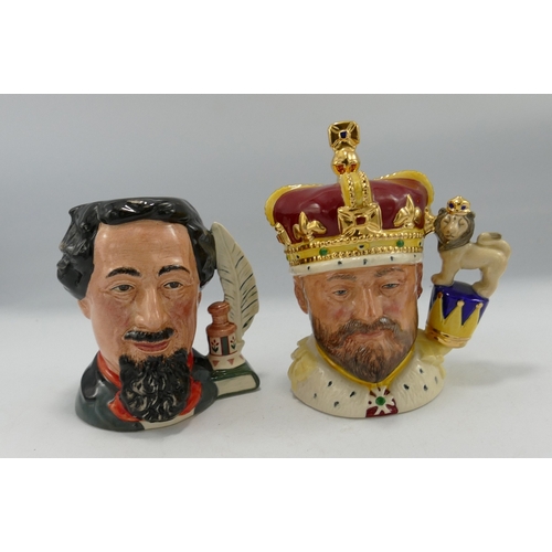 128 - Royal Doulton small character jugs: King Edward VII D6923 and Charles Dickens D6901. Both limited ed... 