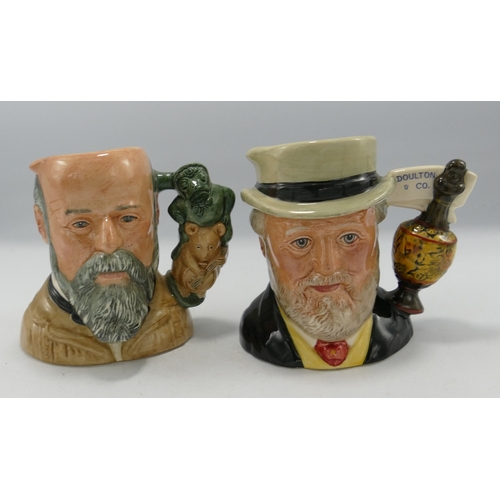 131 - Royal Doulton small Collectors club Character Jugs: Sir Henry Doulton D7057 and George Tinworth D700... 