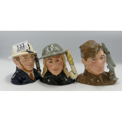 133 - Royal Doulton set of Small Character Jugs The A.R.P Warden D6872, Auxillary Fireman D6887 and Home G... 