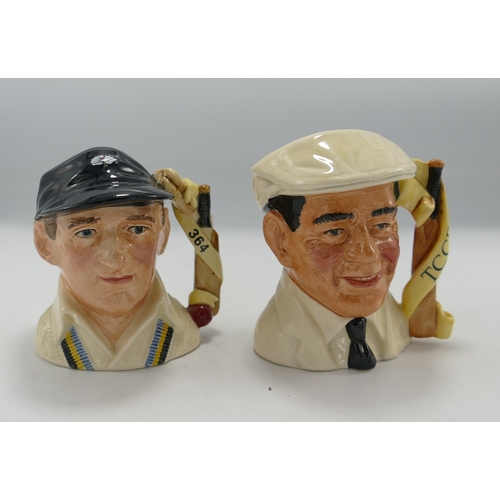 140 - Royal Doulton Small Cricketers Character Jugs:Len Hutton D6945 and Dickie Bird D7068, both limited e... 