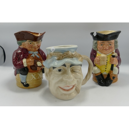 142 - Royal Doulton Toby Jugs: Toby XX, Jolly Toby & John Barleycorn Tankard(3)