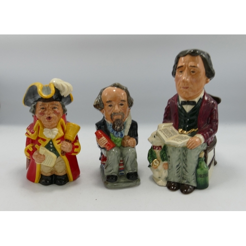143 - Royal Doulton Limited Edition Toby Jugs: Lewis Carroll D7078, Charles Dickens D6997 & Town Crier D69... 