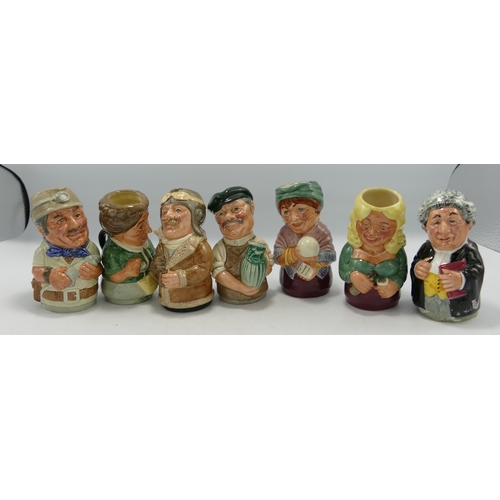 150 - Royal Doulton Doultonville Toby Jugs: Mike Mineral D6741, Captain Plop 6812, Albert Sagger D6745, Mr... 