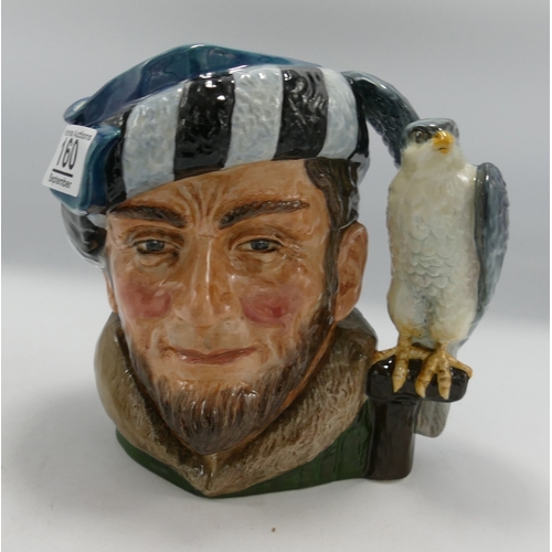 160 - Royal Doulton large character jug The Falconer: painted in a different colourway, with not for resal... 