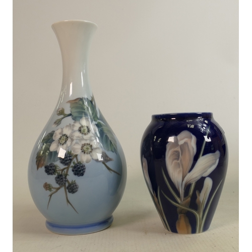162 - Two Royal Copenhagen Floral Decorated Vases, height of larger 22cm(2)