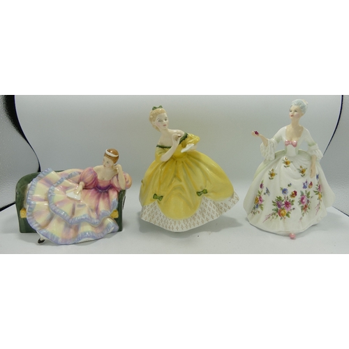 170c - Royal Doulton Seconds Lady Figures: Pauline HN2441, Diana HN2468 & Last Waltz HN2315(3)