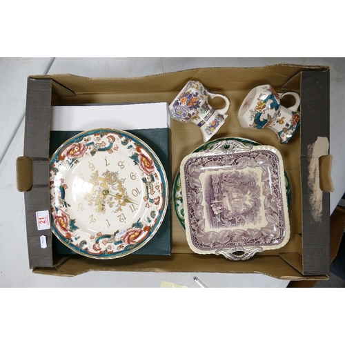 21 - A mixed collection of Masons items to include: Amethyst & Java patterned jugs, boxed Java patterned ... 