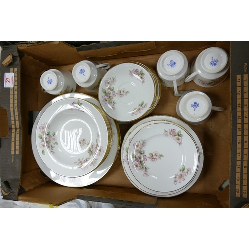 27 - Coalport Floral Decorated Tea & Dinner Ware to include: cups & saucers, rimmed bowls, dinner plates,... 