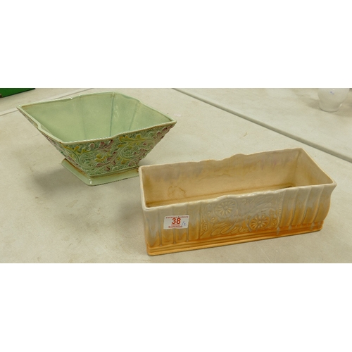 38 - Two Large Embossed Beswick Ware Planters: