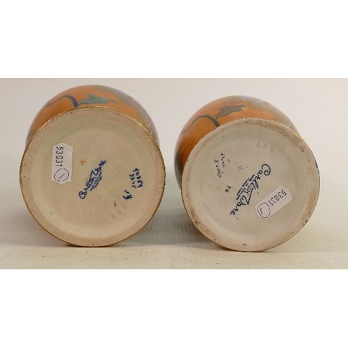 34 - Pair of Carltonware vases in the Chinese bird and cloud design: Shape 406, height 20cm. (2)